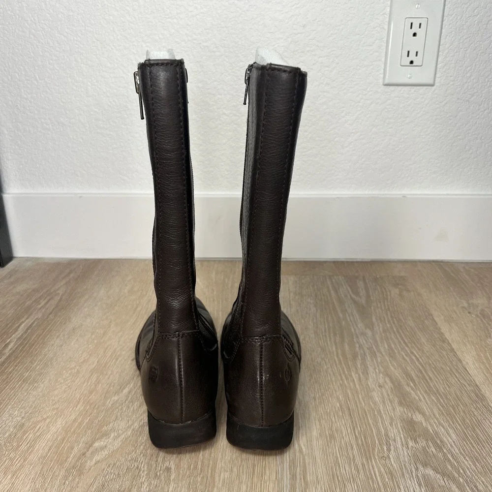 Women's Born Waters Brown Pebble Leather Riding Boots Inspired Silhouette 7.5M